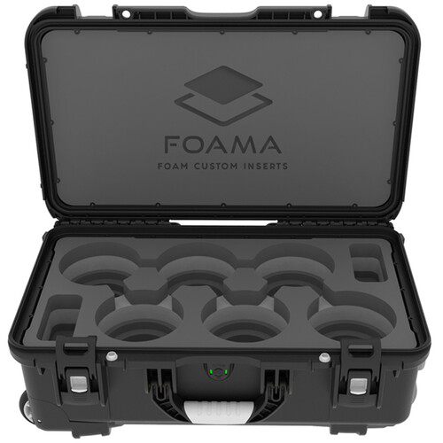Foama Wheeled Carry-On Hard Case for Set of Six Canon Sumire Primes (Black Foam Insert)
