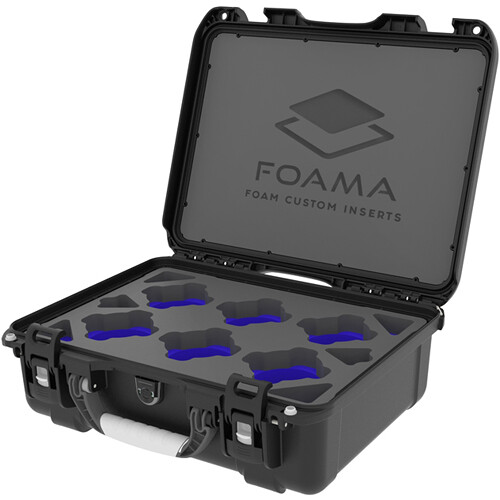 Foama N930 Hard Case with Foam Insert for Set of 6 Canon FD Lenses (Blue Insert)