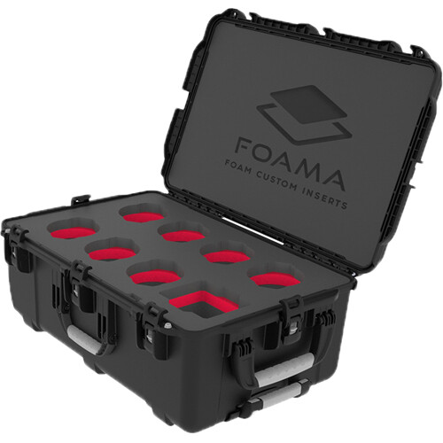 Foama Wheeled Hard Case with Foam Insert for Set of 7 Canon Sumire Prime Lenses (Red Insert)