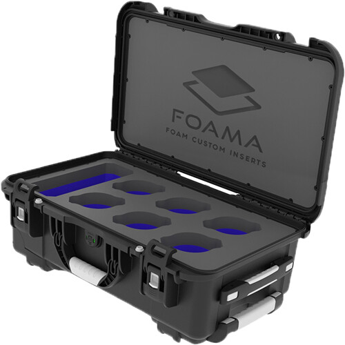 Foama N945 Case for Set of Six Leica R Lenses (Black with Blue Insert)