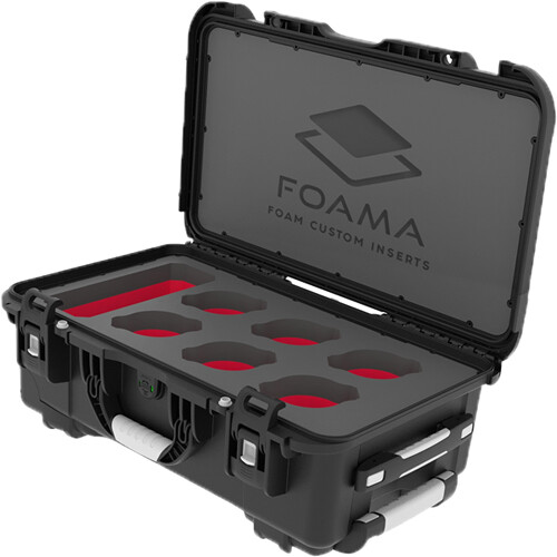 Foama N945 Case for Set of Six Leica R Lenses (Black and Red Insert)