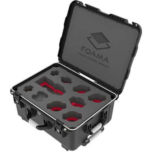 Foama Wheeled Hard Case for Set of 8 Zeiss Contax Lenses (Red Foam Insert)