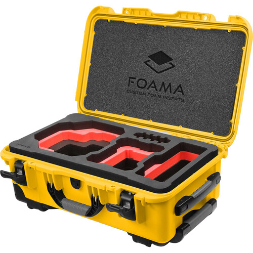 Foama Wheeled Carry-On Hard Case with Foam Insert for RED KOMODO-X (Yellow/Red 28.5L)