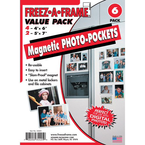 FREEZE-A-FRAME Value Pack Magnetic Photo Pockets (Pack of 6)
