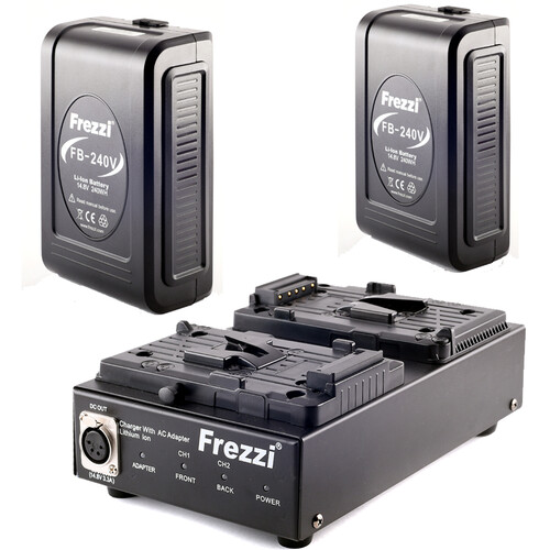 Frezzi 2 x 240Wh FB-240V Batteries & Dual Charger Kit (V-Mount)