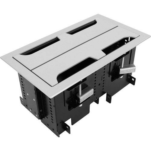 FSR RT6-RD4-ALM Unity Rectangle Dual-Sided In-Table Box for T6 Brackets & TBRT Cable Retractors (Aluminum)