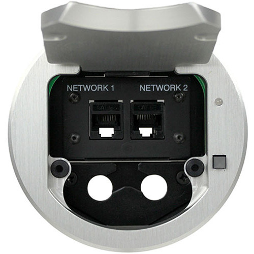 FSR T3-IPS-1B Two-Space IPS Table Box with Two Cable Pull-Through Brackets Button & LED (Round Aluminum)