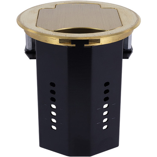 FSR T3-IPS Two-Space IPS Table Box with Two Cable Pull-Through Brackets (Round Brass)