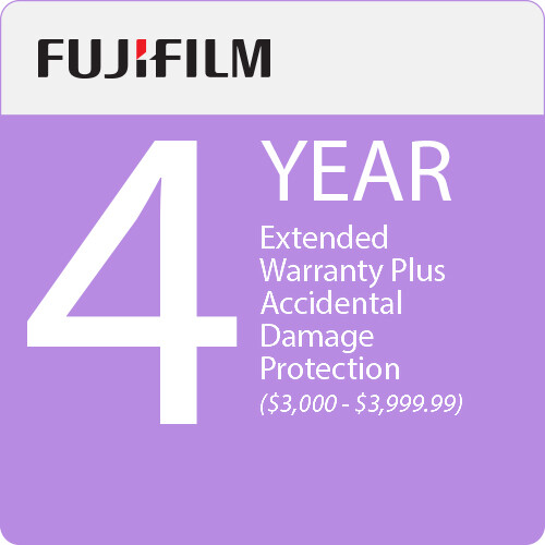FUJIFILM 4-Year Protect Plus Extended Warranty with ADP for Photo and Video Cameras and Lenses ($3000.00-3999.99)