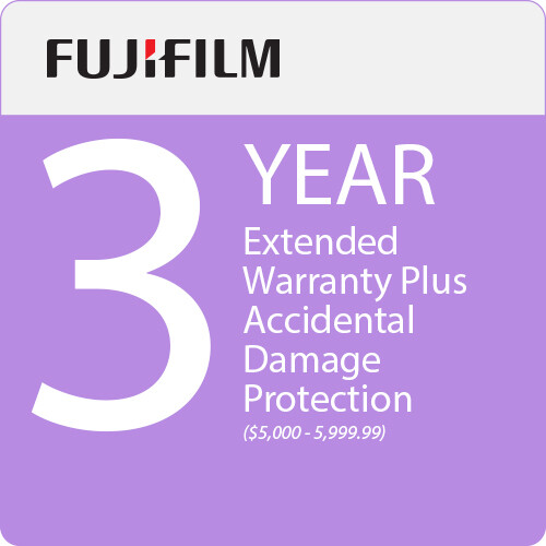 FUJIFILM 3-Year Protect Plus Extended Warranty with ADP for Photo and Video Cameras and Lenses ($5000.00-5999.99)