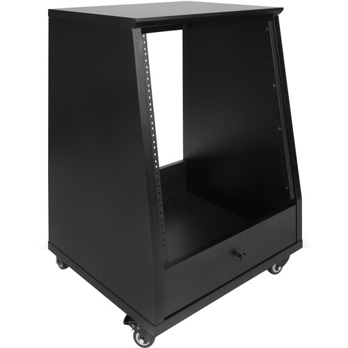 Gator Elite Furniture Series Angled Studio Rack with Locking Casters (12 RU Black)