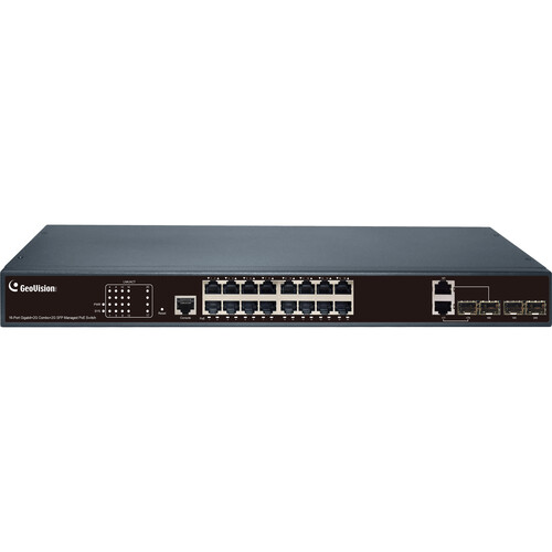 GeoVision GV-APOE1612 16-Port Gigabit PoE+ Compliant Managed Network Switch