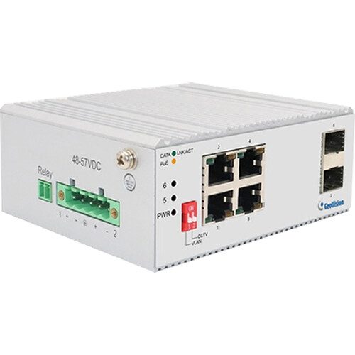 GeoVision GV-APOE0410-E 4-Port Gigabit PoE+ Compliant Industrial Unmanaged Switch