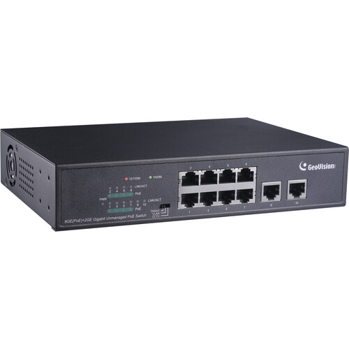 GeoVision GV-APOE0810 8-Port Gigabit PoE+ Compliant Unmanaged Network Switch