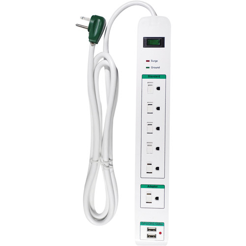 Go Green 6Outlet Surge Protector with USB Ports GG16326USB B&H