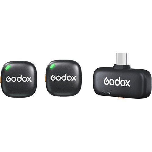 Godox C01 2-Person Wireless Microphone System with USB-C Connector for Mobile Devices (2.4 GHz Black)