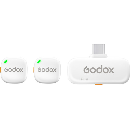 Godox C01 2-Person Wireless Microphone System with USB-C Connector for Mobile Devices (2.4 GHz White)