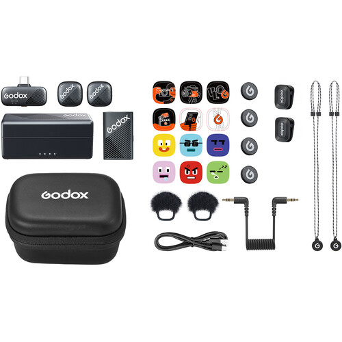 Godox Cube-C 2-Person Wireless Microphone System Combo Kit 1 for Cameras and Mobile Devices (2.4 GHz)