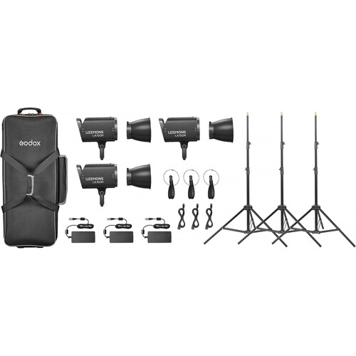 Godox Litemons LA150R RGB LED Monolight (3-Light Kit with Stands Black)