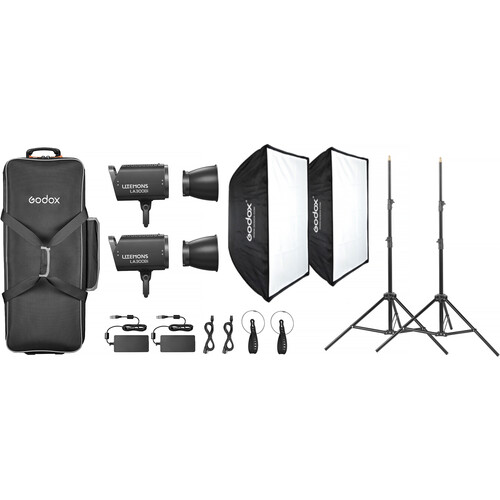 Godox Litemons LA300Bi Bi-Color LED Monolight (2-Light Kit Black)