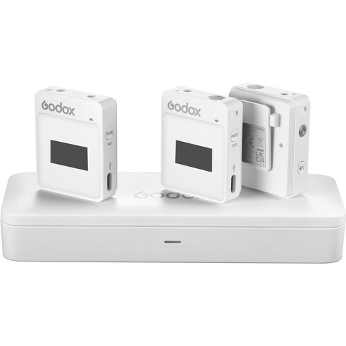 Godox MoveLink II M2 Compact 2-Person Wireless Microphone System for Cameras & Smartphones with 3.5mm (2.4 GHz White)