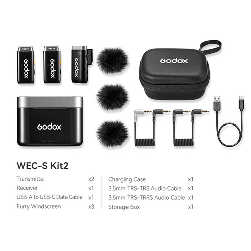 Godox WEC-S 2-Person Wireless Microphone System for Cameras and Mobile Devices (2.4 GHz)