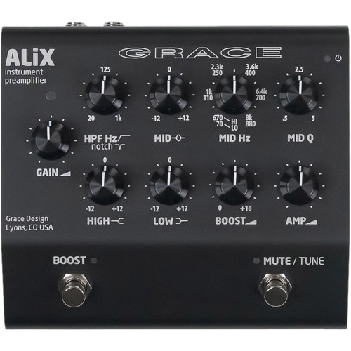 Grace Design ALiX Single-Channel Acoustic-Instrument Preamp EQ DI & Boost Pedal (Black)