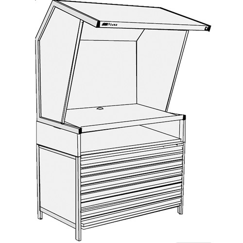 GTI CVX-3052/FD/TS Color Viewing Station with Flat File Drawers and Table Stand