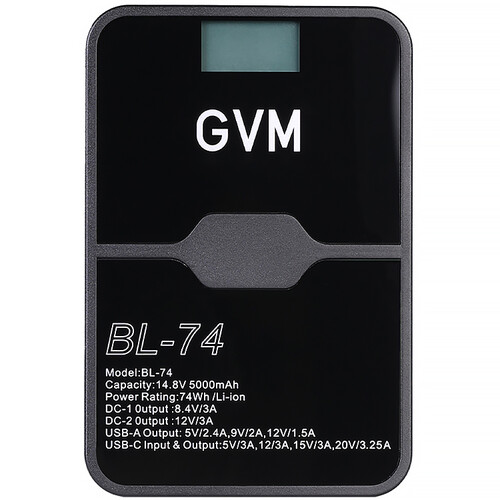 GVM BL-74 V-Mount Battery with D-Tap USB and DC Outputs (5000mAh)