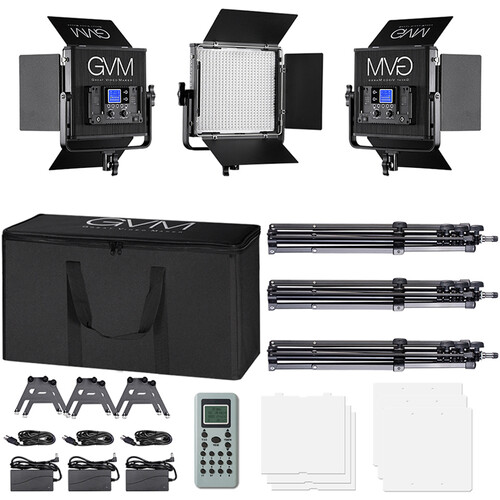 GVM 672S-B Bi-Color LED Video 3-Light Kit + GVM Softbox