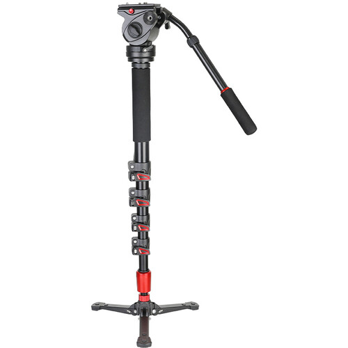 GVM D190 Aluminum 5-Section Monopod with Fluid Head