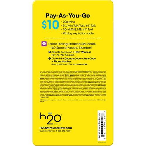 H2O WIRELESS 10 PayAsYouGo Plan and