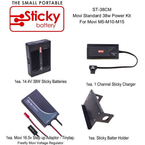 Hawk-Woods ST-38 Sticky Battery with 1-Ch Charger Holder & CLB-MOV Adapter