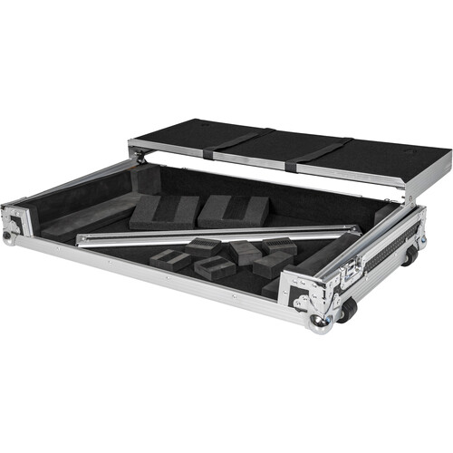 Headliner Flight Case with Laptop Platform and Wheels for Pioneer DJ DDJ-REV7 (Silver and Black)