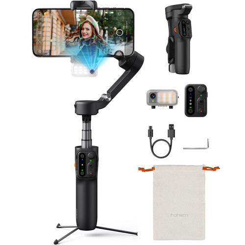 Hohem iSteady V3 AI Smartphone Gimbal with AI Tracker & Fill Light Module (Black)
