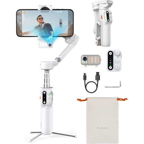 Hohem iSteady V3 AI Smartphone Gimbal with AI Tracker & Fill Light Module (White)