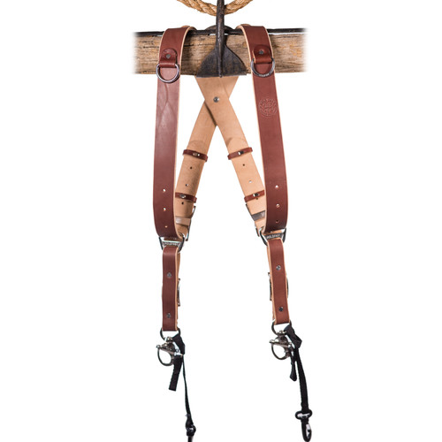 HoldFast Gear Money Maker Two-Camera Harness with Silver Hardware (English Bridle, Chestnut, Medium)