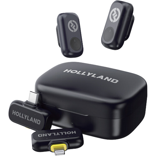 Hollyland LARK A1 Combo 2-Person Wireless Microphone System with USB-C and Lightning Connectors for Mobile Devices (Space Gray 2.4 GHz)