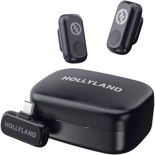Hollyland LARK A1 Duo 2-Person Wireless Microphone System with USB-C Connector for Mobile Devices (Space Gray 2.4 GHz)