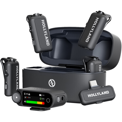 Hollyland LARK MAX 2 Combo 4-Person Wireless Microphone System for Cameras and Mobile Devices (Space Gray 2.4 GHz)