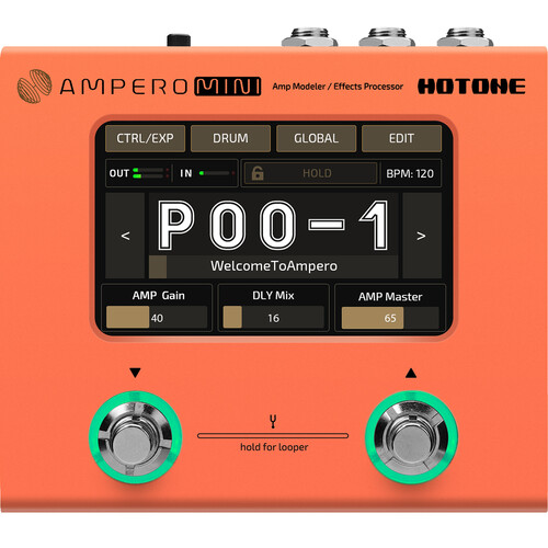 Hotone Ampero Mini Guitar Multi-Effects Pedal (Orange)