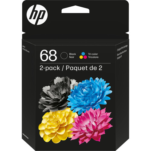 HP 68 Black & Tri-Color Original Ink Cartridge Combo (Black Cyan Magenta Yellow 2-Pack)