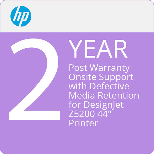 HP 2-Year Post Warranty Onsite Support with Defective Media Retention for DesignJet Z5200 44