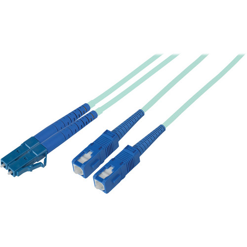 Camplex Premium Bend Tolerant OM3 Multimode Duplex LC to SC Fiber Patch Cable (3.3' Aqua)
