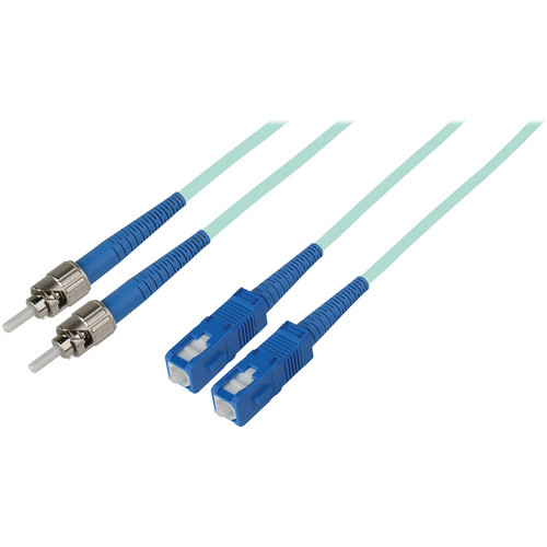 Camplex Premium Bend Tolerant OM3 Multimode Duplex ST to SC Fiber Patch Cable (3.3' Aqua)