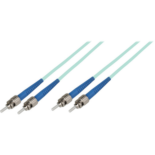 Camplex Premium Bend Tolerant OM3 Multimode Duplex ST to ST Fiber Patch Cable (6.6' Aqua)
