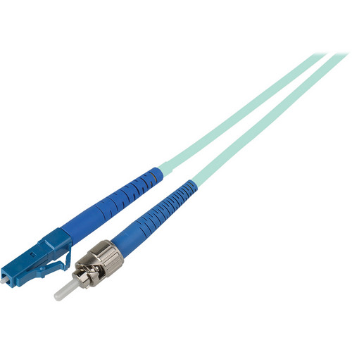 Camplex Premium Bend Tolerant OM3 Multimode Simplex ST to LC Fiber Patch Cable (9.8' Aqua)
