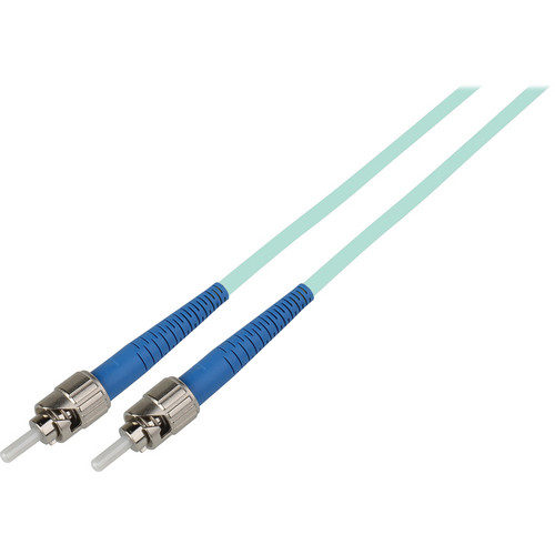 Camplex Premium Bend Tolerant OM3 Multimode Simplex ST to ST Fiber Patch Cable (9.8' Aqua)