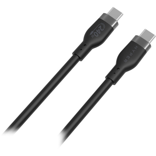 HYPER USB-C 2.0 Male Silicone 240W Charging Cable (3.3' Black)