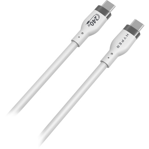 HYPER USB-C 2.0 Male Silicone 240W Charging Cable (6.6' White)